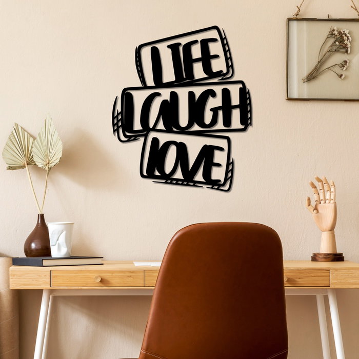 Wallity Life Laugh Love Escultura de Pared de Metal Negra Wallity Life Laugh Love Escultura de Pared de Metal Negra